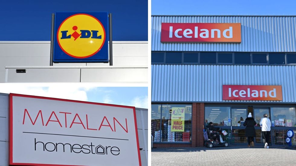 Lidl, Matalan and Iceland stores