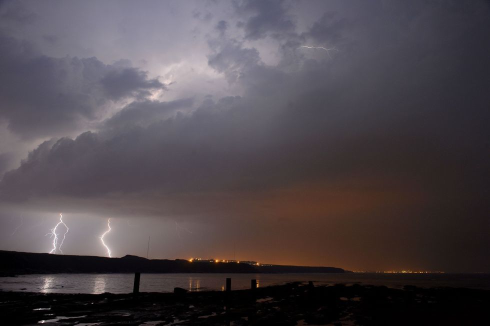Lightning strikes over England