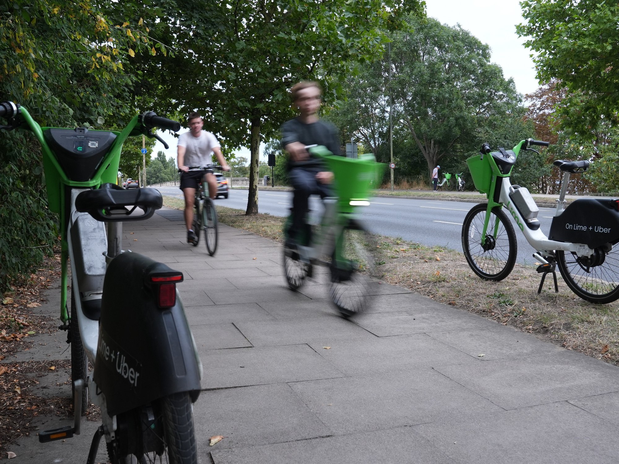 Lime bike on pavement