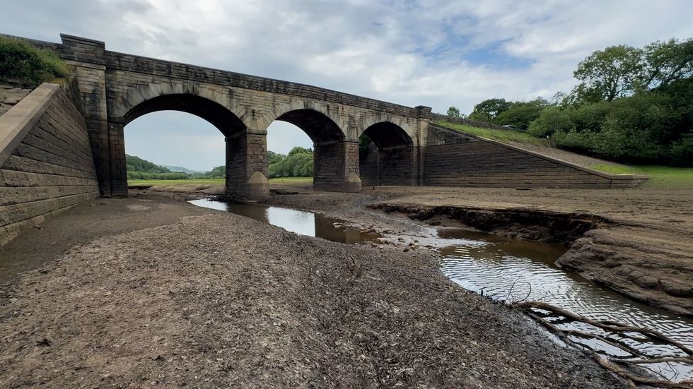 Lindley reservoir near Otley in the West Yorkshire with low water levels