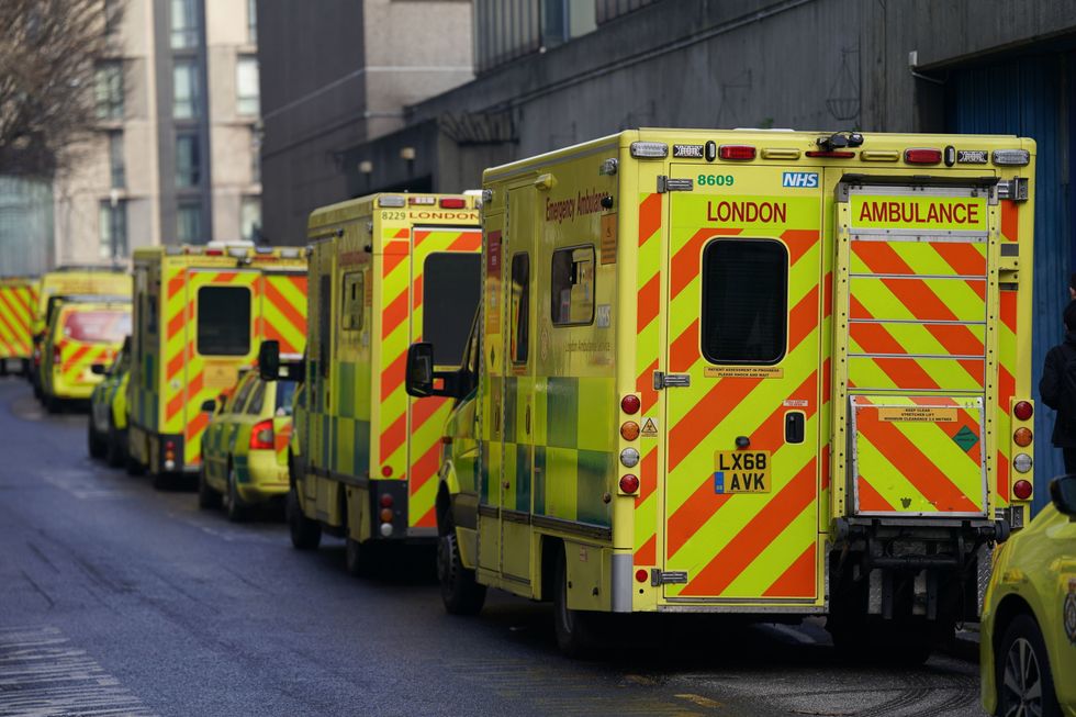 Line of ambulances in London
