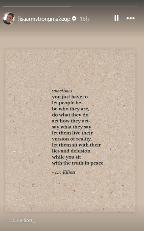 Lisa Armstrong's Instagram post