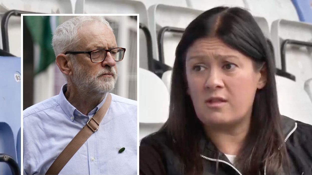 Lisa nandy main ic, inset Jeremy Corbyn