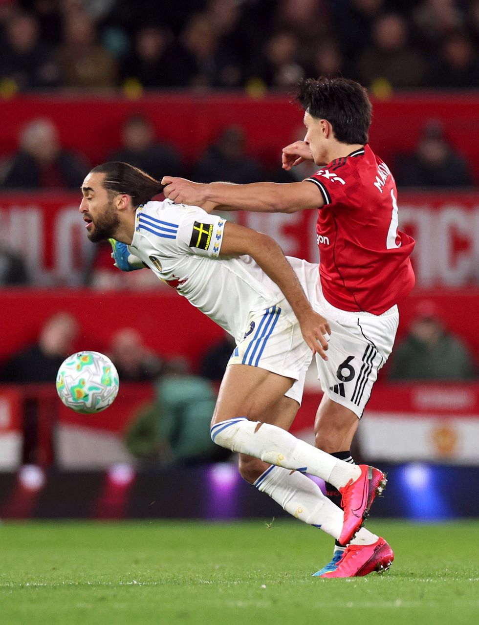 Lisandro Martinez was sent off for pulling Dominic Calvert-Lewin's hair in Man United's defeat to Leeds