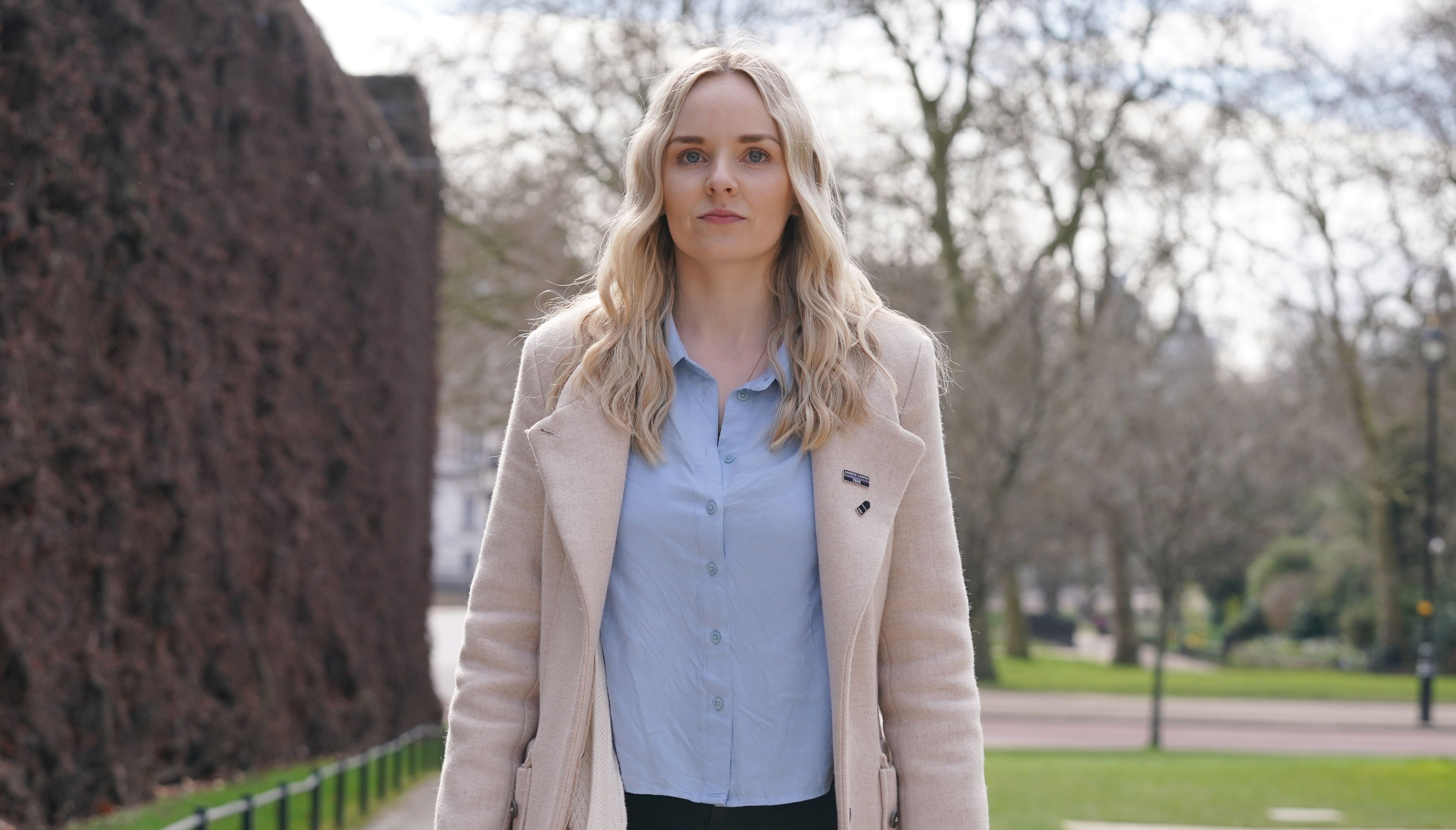 Lissie Harper, the widow of PC Andrew Harper, during an interview at the National Police Memorial on The Mall, London. Picture date: Monday March 14, 2022.