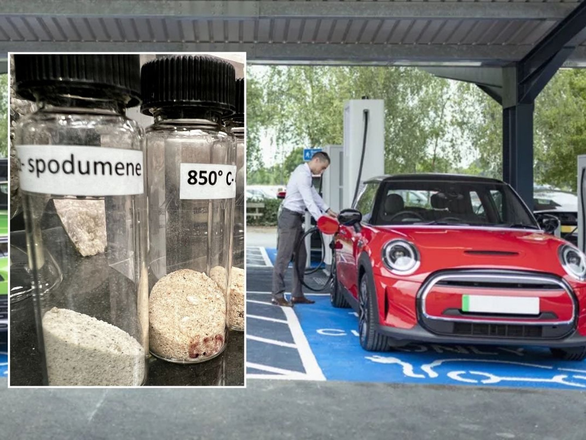 Lithium and an electric car charging