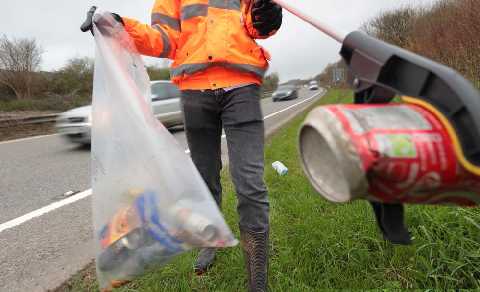 Litter along the motorway