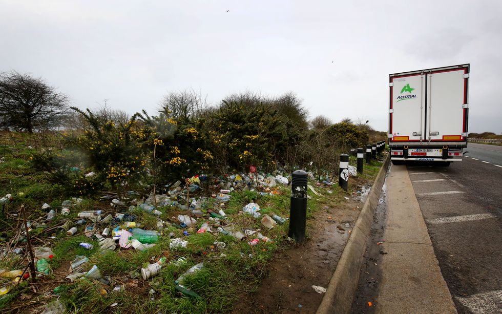 Litter on the roadside
