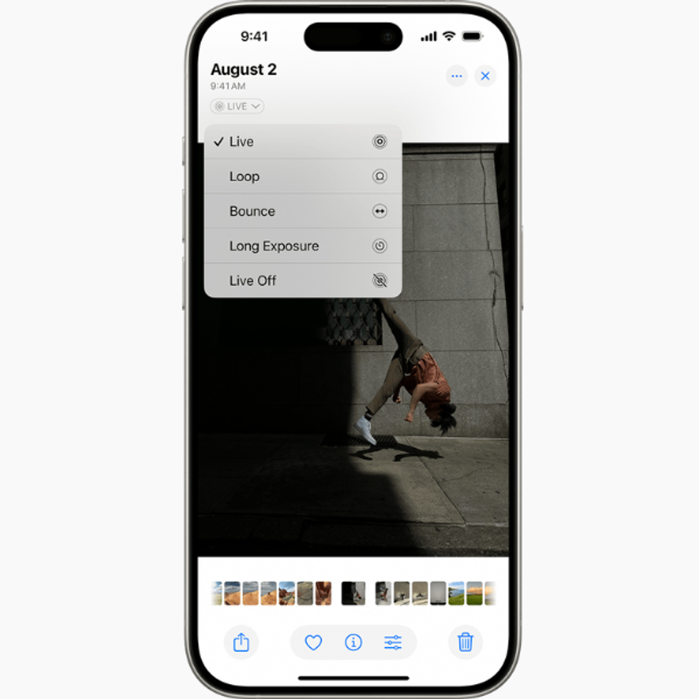 Live photos settings in Apple iPhone Photos app