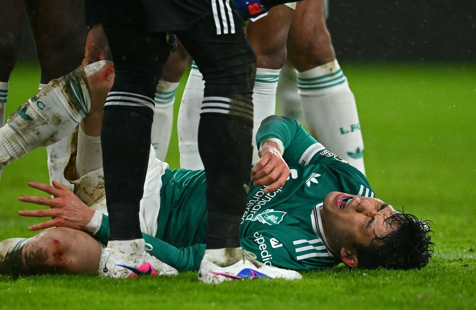 Liverpool star Wataru Endo was in considerable pain after an injury