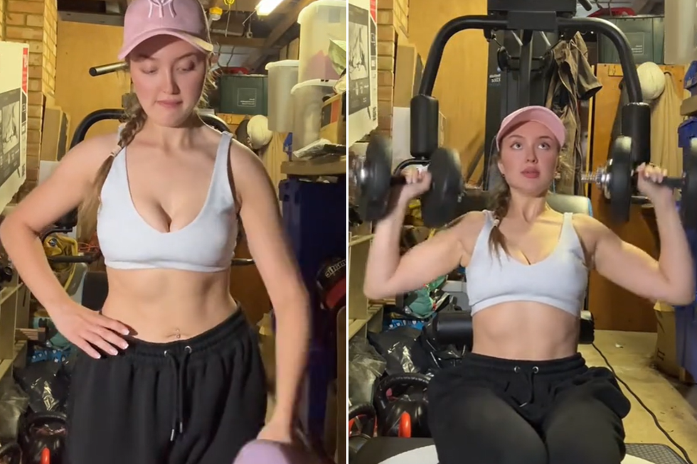 Livvy demonstrated one of her upper body workouts