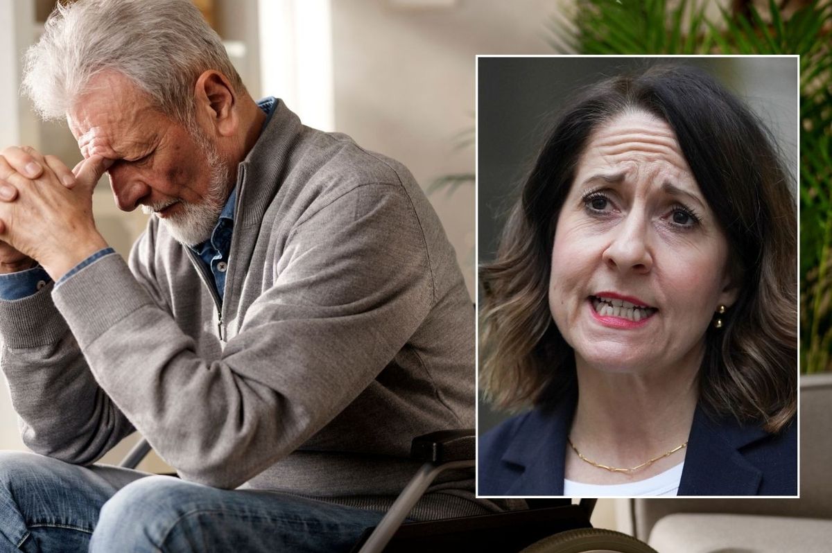 Liz Kendall and man in wheelchair