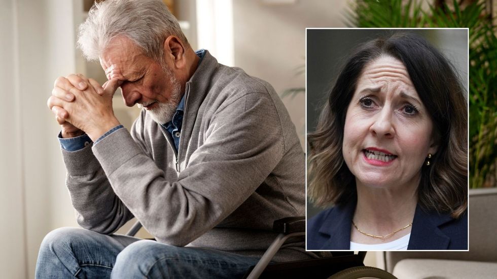 Liz Kendall and man in wheelchair