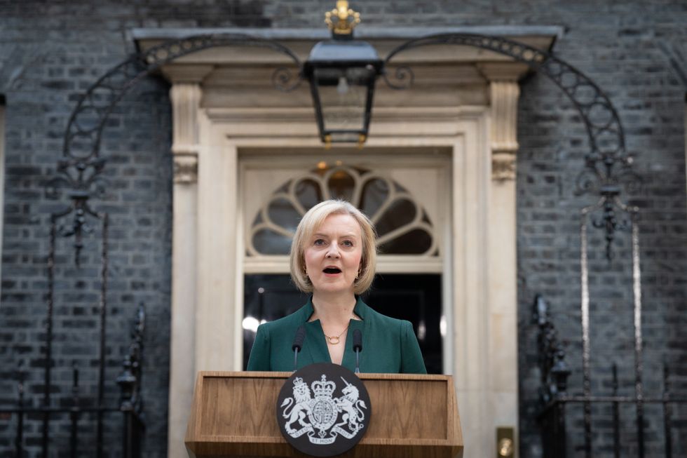 Liz Truss announcing her resignation as PM