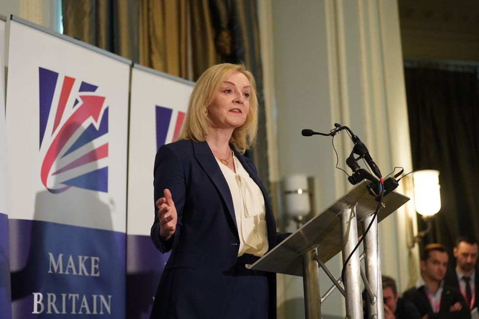 Liz Truss gives a speech at the Great British Growth rally in Manchester
