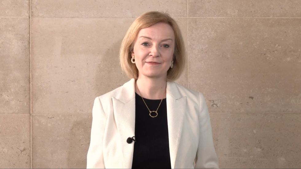 Liz Truss speaking to GB News