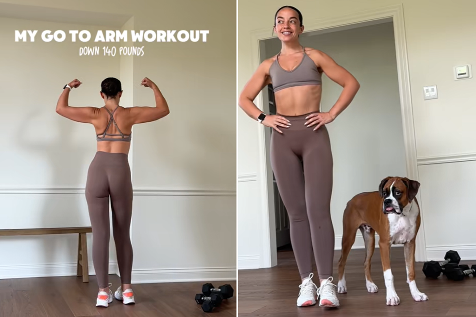 Liza showing off her arm muscles