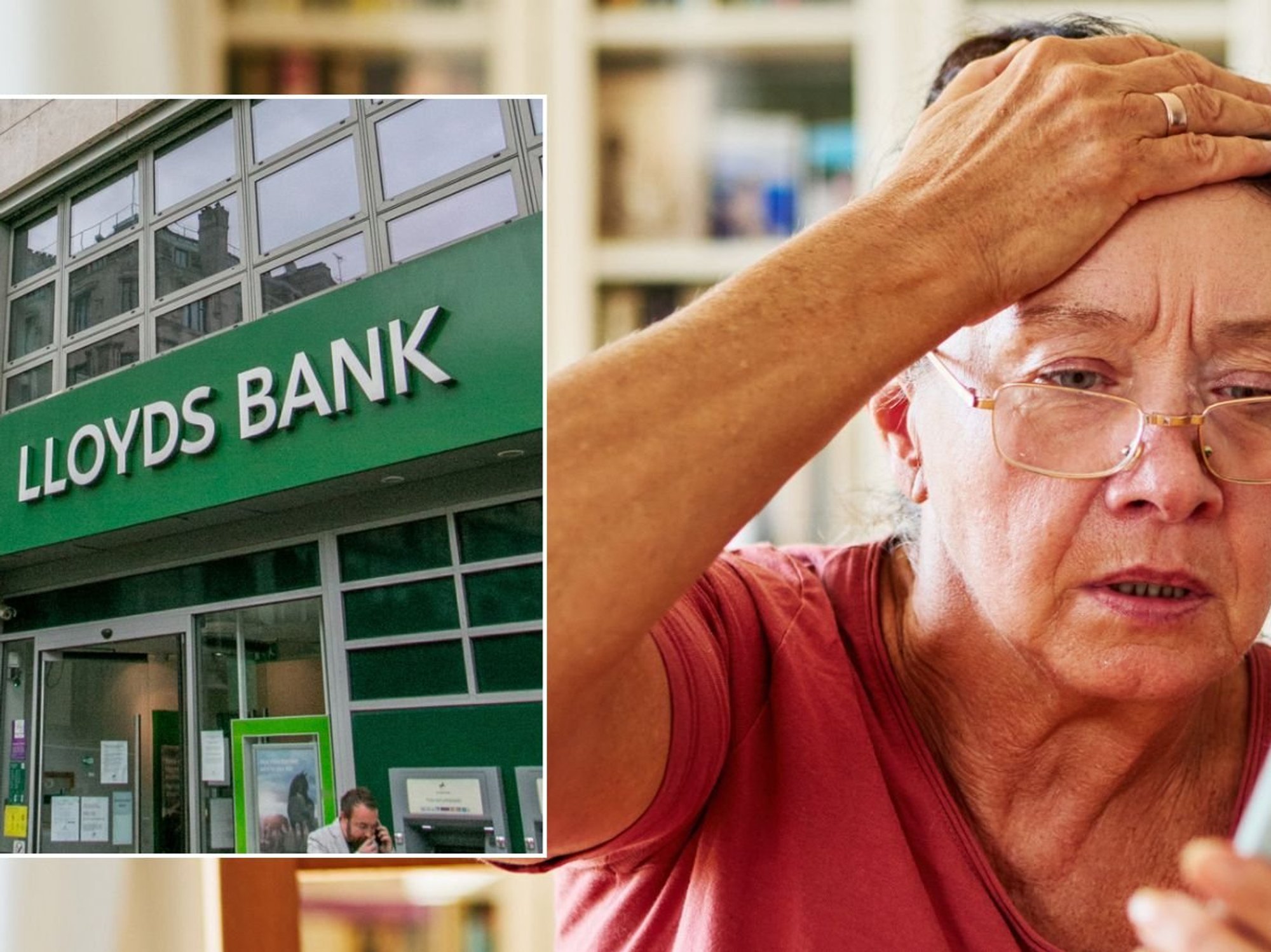 Lloyds Bank and woman on phone