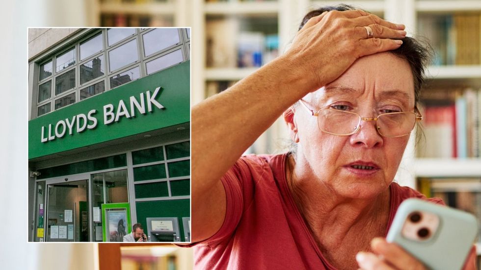 Lloyds Bank and woman on phone