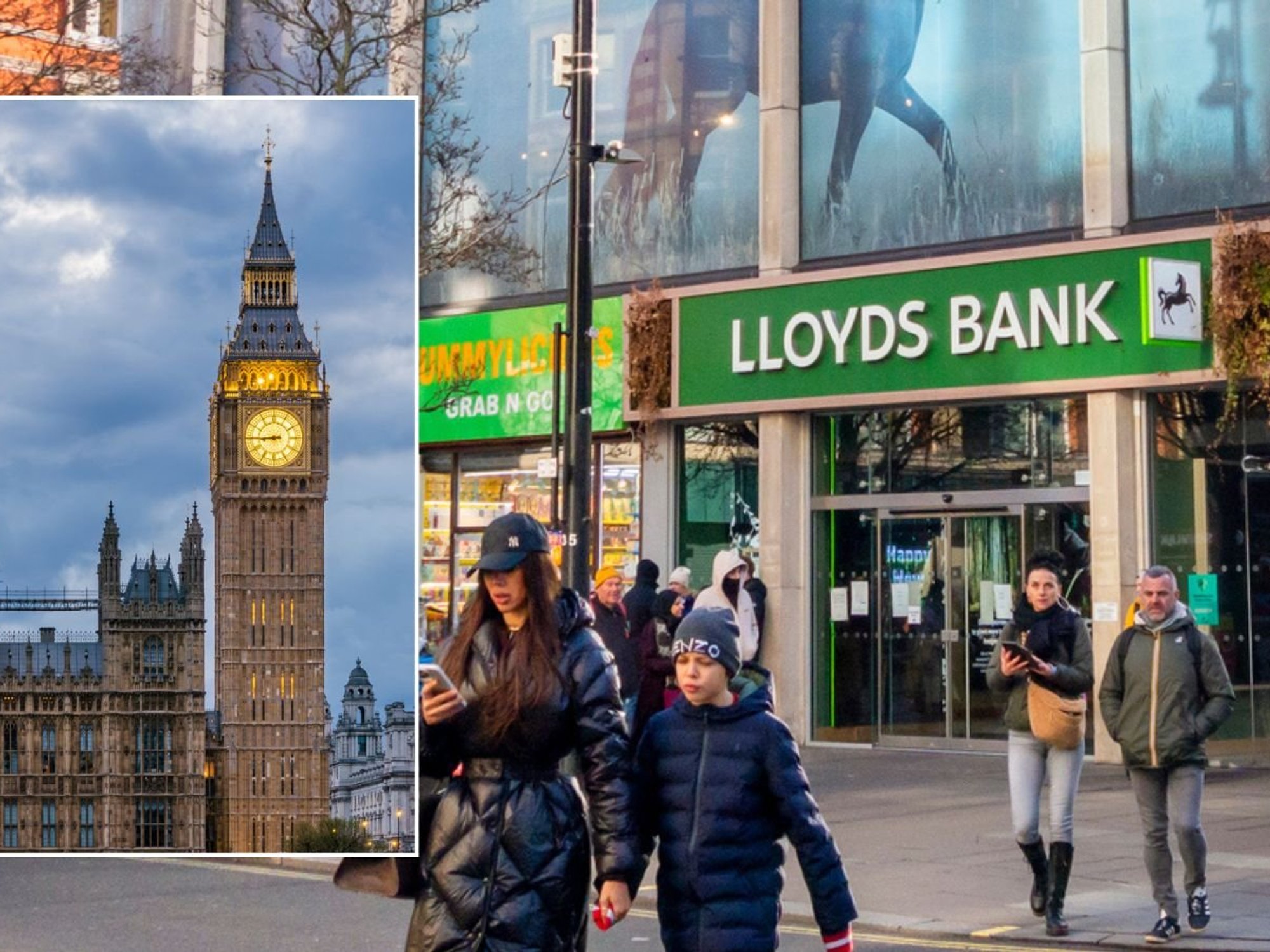 Lloyds Bank branch and Houses of