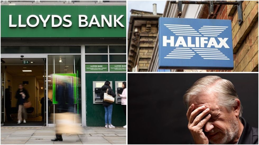 Lloyds Bank, Halifax and worried man
