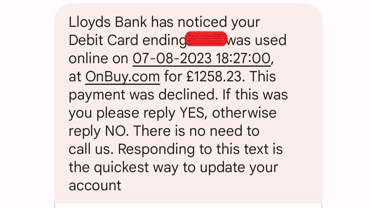 Lloyds Bank name features in scam text