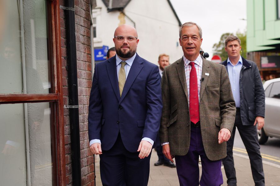 Llyr Powell with Reform UK leader Nigel Farage\u200b
