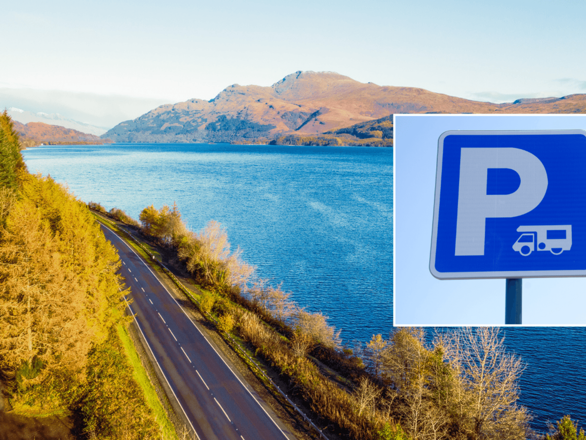 Loch Lomond and motorhome parking sign