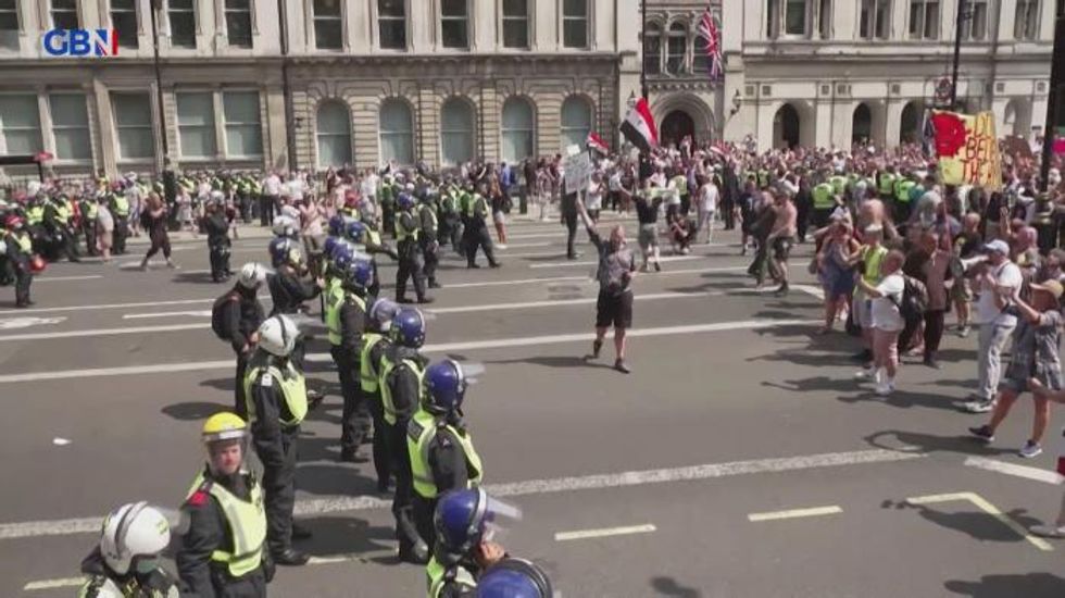 Covid: 11 arrested as anti-lockdown protesters clash with police in Westminster on Freedom Day