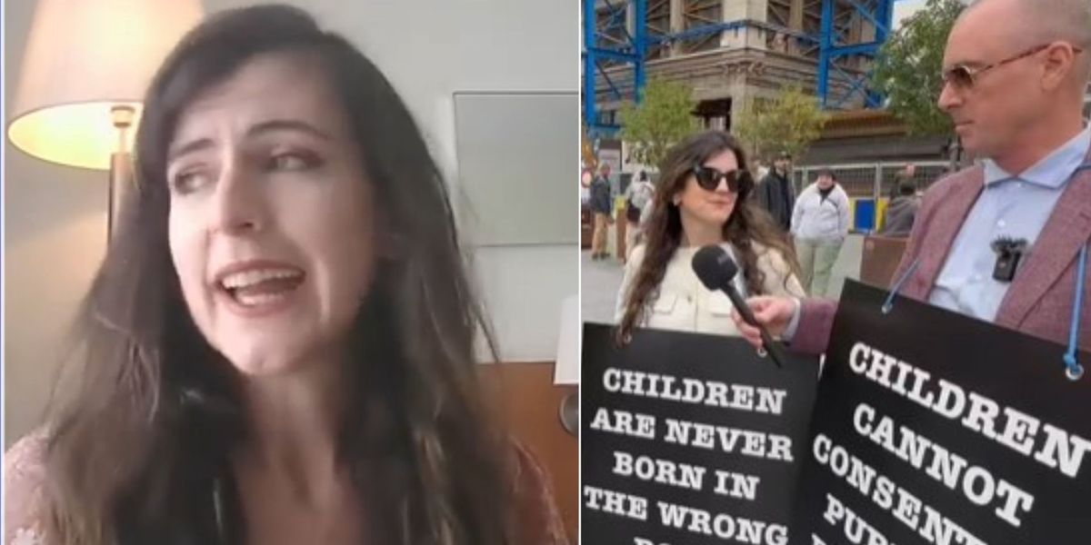 NextImg:EU free speech row as anti-puberty blocker activist ARRESTED in Brussels for holding up sign