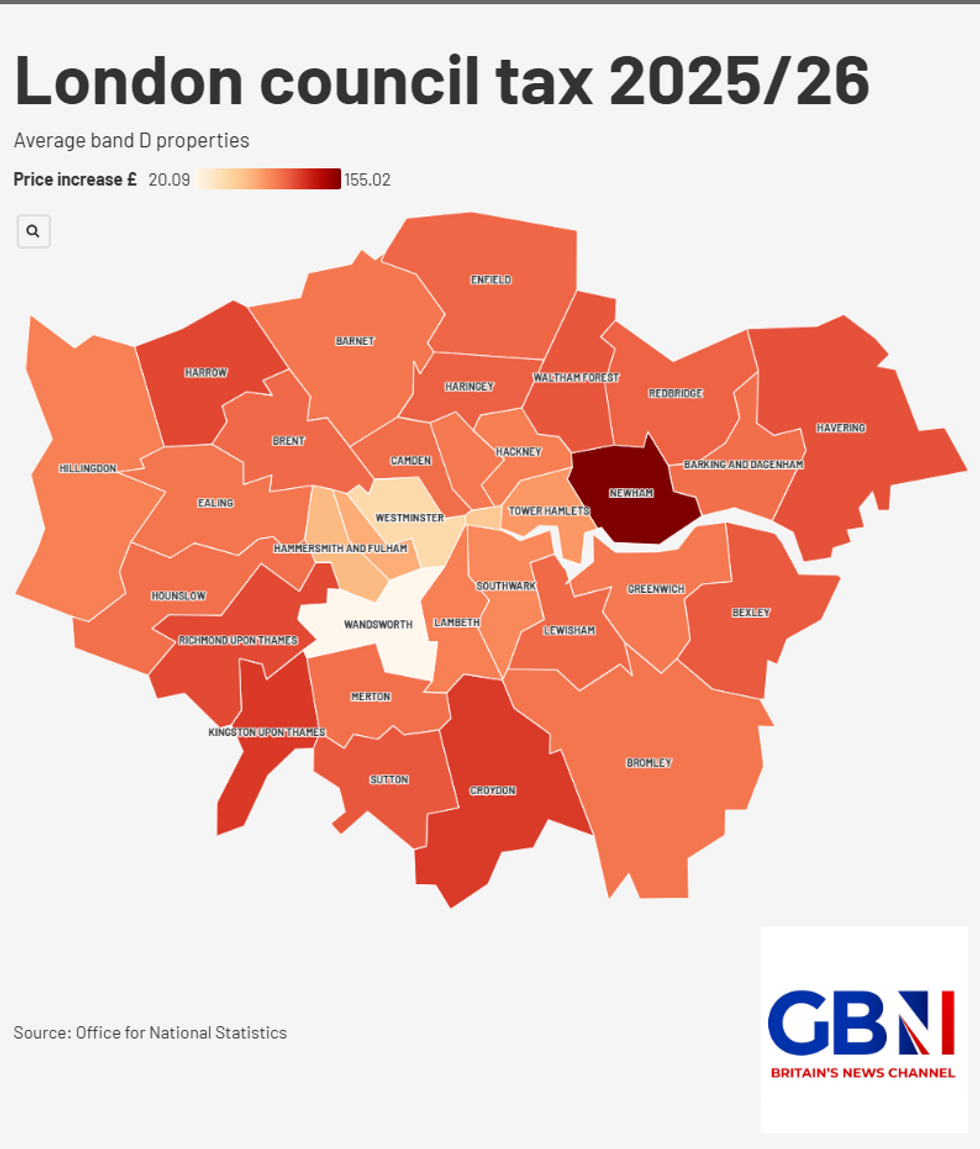 London council tax rises 2025/26