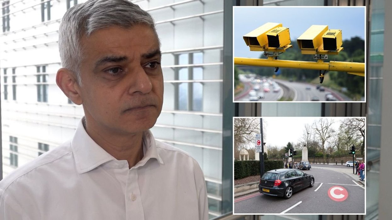London Mayor Sir Sadiq Khan, traffic cameras and a London road