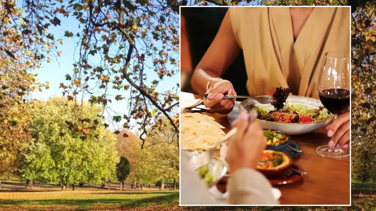 London park / people's food in restaurant