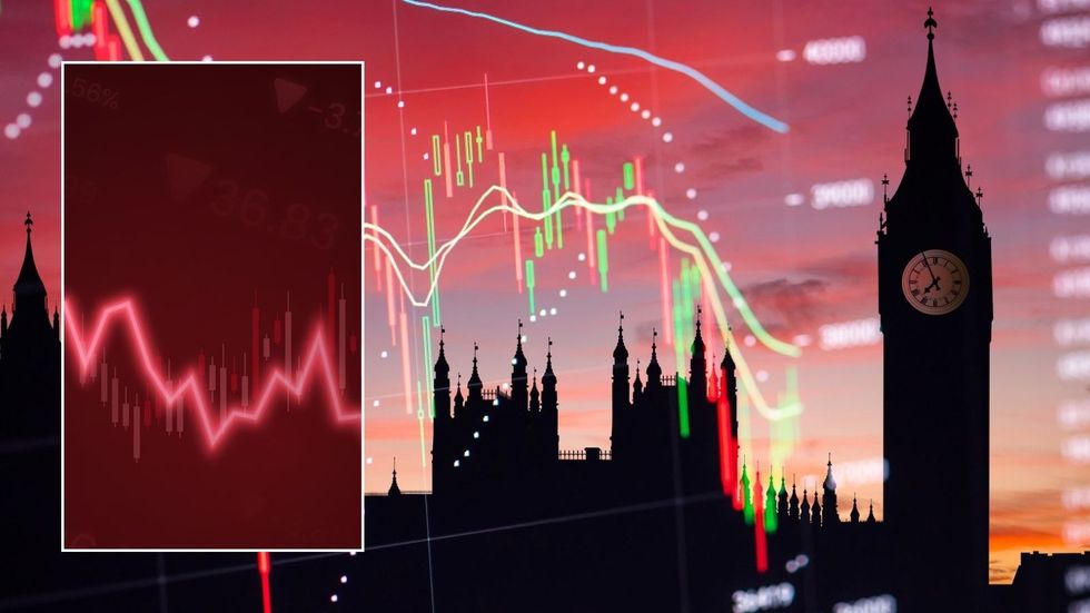 London skyline and graph