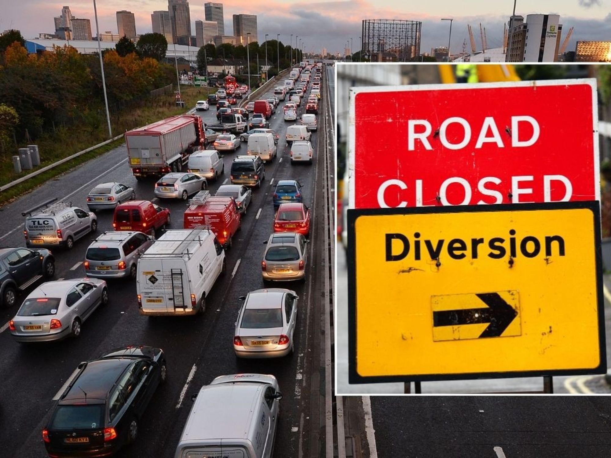 London traffic and a traffic sign