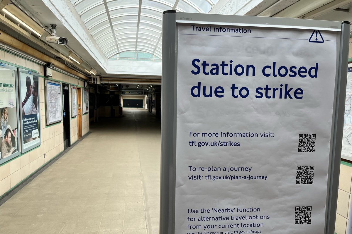 London Tube station as strikes expected to cause delays