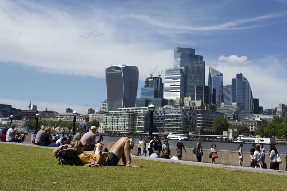 Londoners sunbathing