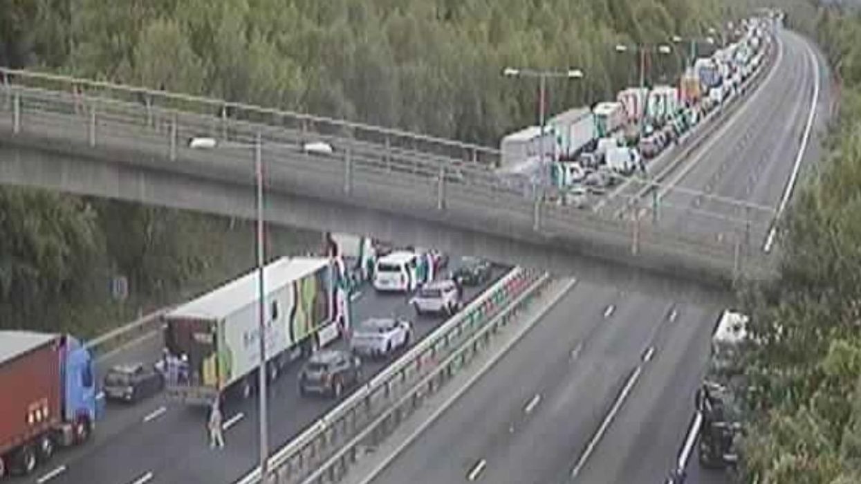 Long queues can be seen on the M20