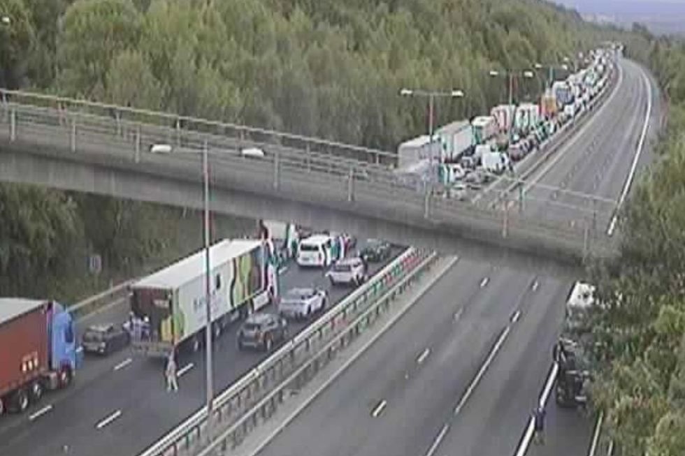 Long queues can be seen on the M20