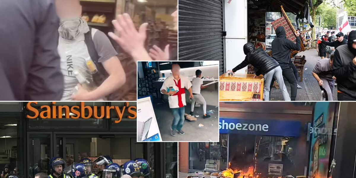 NextImg:Looters shamelessly take advantage of riots to steal phones and alcohol as they ransack shops and supermarkets
