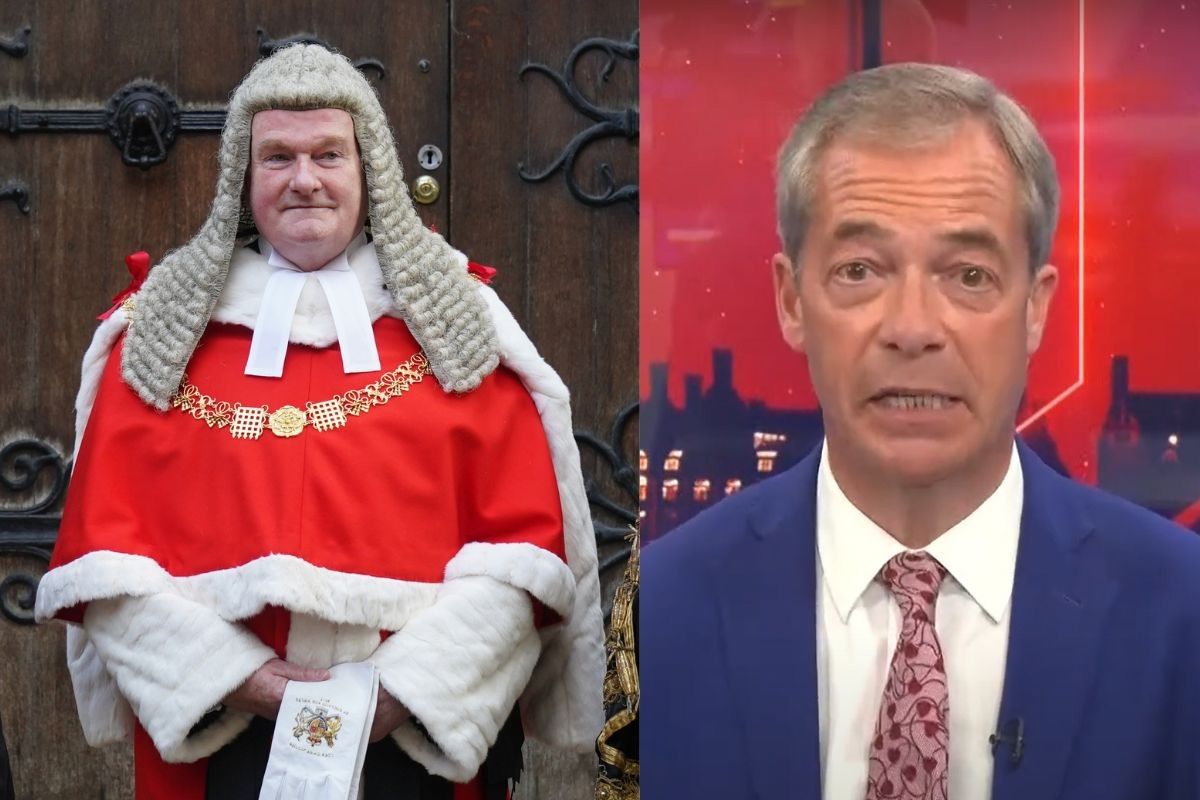 Lord Chief Justice Lord Burnett (left) and Nigel Farage (right)