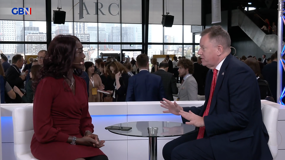 Lord David Frost speaks to GB News at the ARC Conference in London