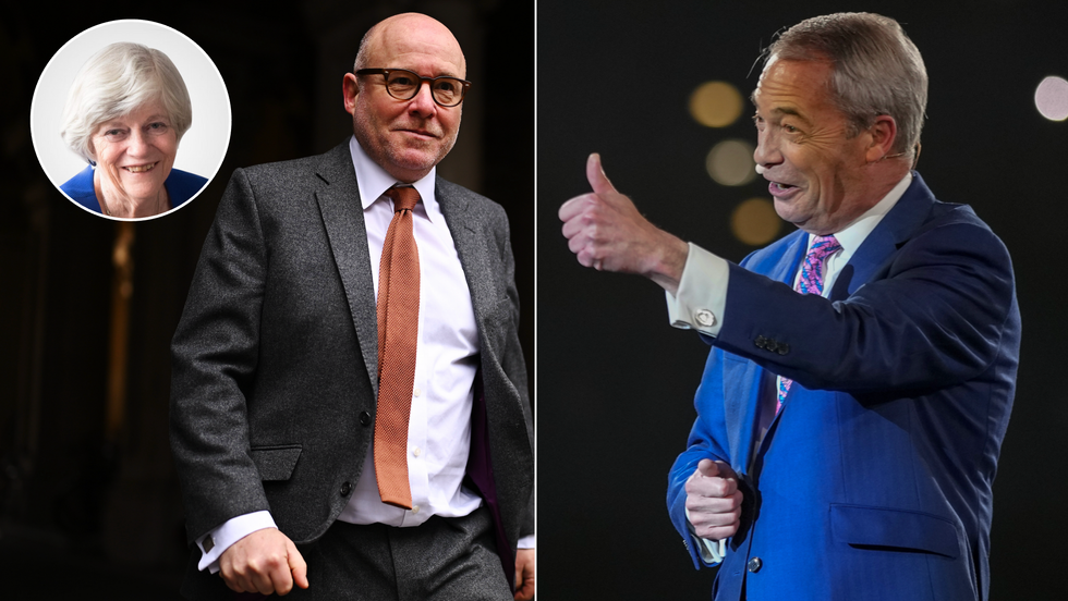 Lord Hermer (left), Nigel Farage (right)