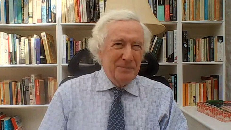Lord Sumption during an interview with Camilla Tominey
