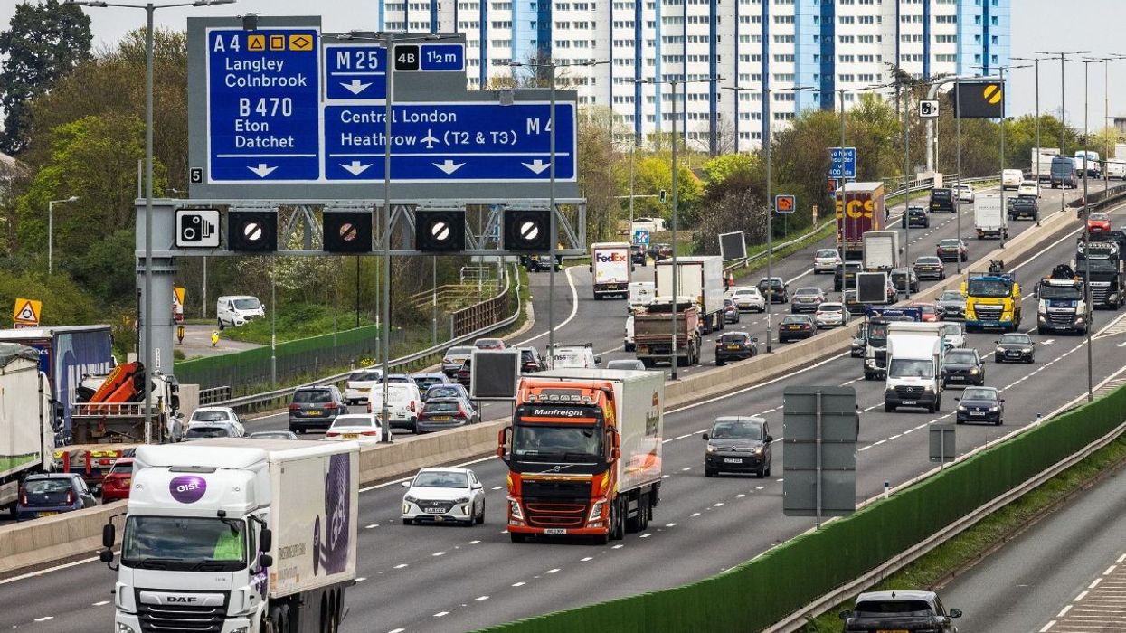 Lorries driving on a busy motorway