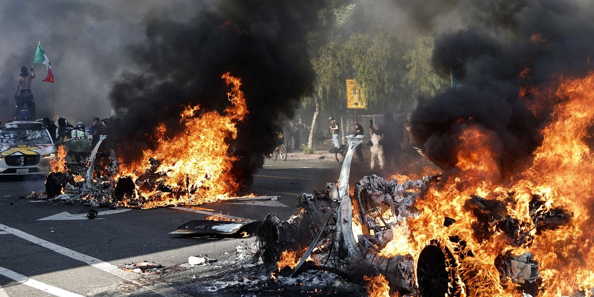 NextImg:Los Angeles riots: Police throw tear gas at protesters as streets erupt into chaos amid Donald Trump's immigration crackdown