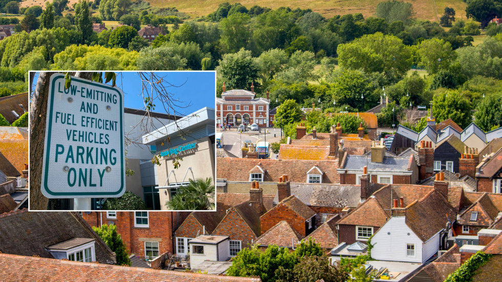 Low emission parking and an aerial view of East Sussex