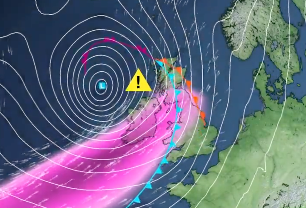 Low pressure moving across the Atlantic