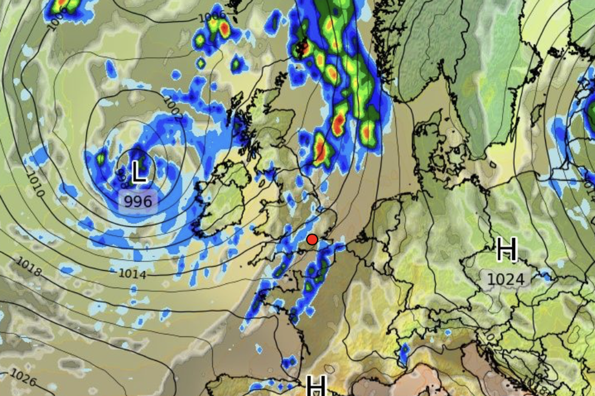 Low pressure, wind and rain close by through the month