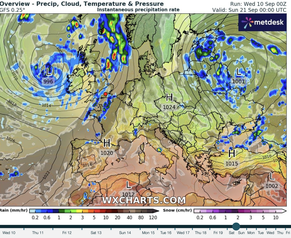 Low pressure, wind and rain close by through the month